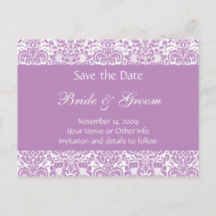 Personalized Damask Save the Date Announcement Postcard