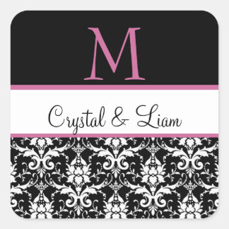 Personalized Damask Wedding Stickers