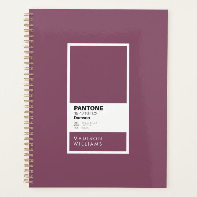 Personalized Damson Purple Notebook | Custom Name Planner (Front)