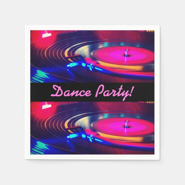 Personalized Dance Party Retro Turn Table Napkins (Front)