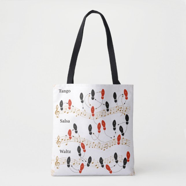 Personalized Dance Steps Music Art Retro Chic Gift Tote Bag (Front)