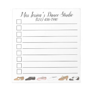 Personalized Dance Studio Ballet Tap Jazz Acro Notepad
