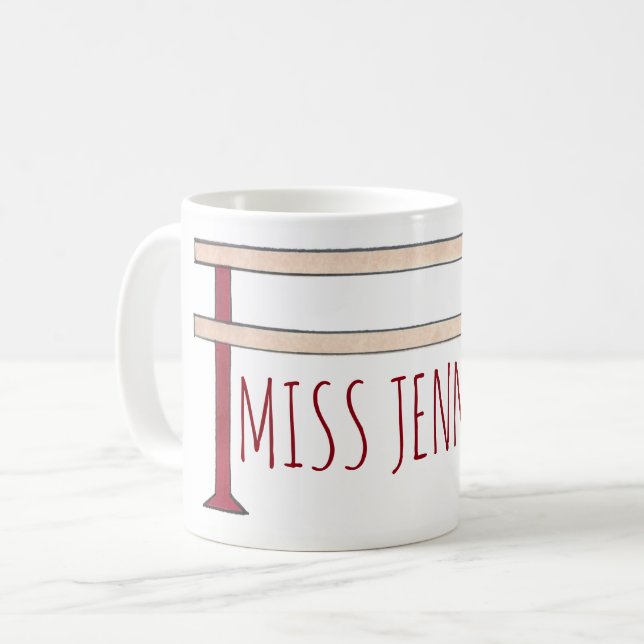 Personalized Dance Studio Teacher Ballet Barre Coffee Mug (Front Left)