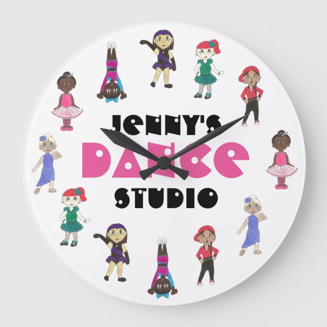 Personalized Dance Studio Teacher Ballet Tap Jazz Large Clock (Front)