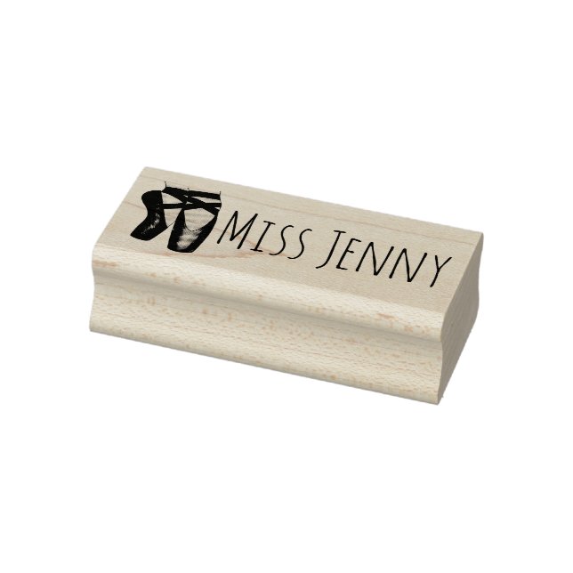 Personalized Dance Teacher Ballet Pointe Shoes Rubber Stamp (Stamp)