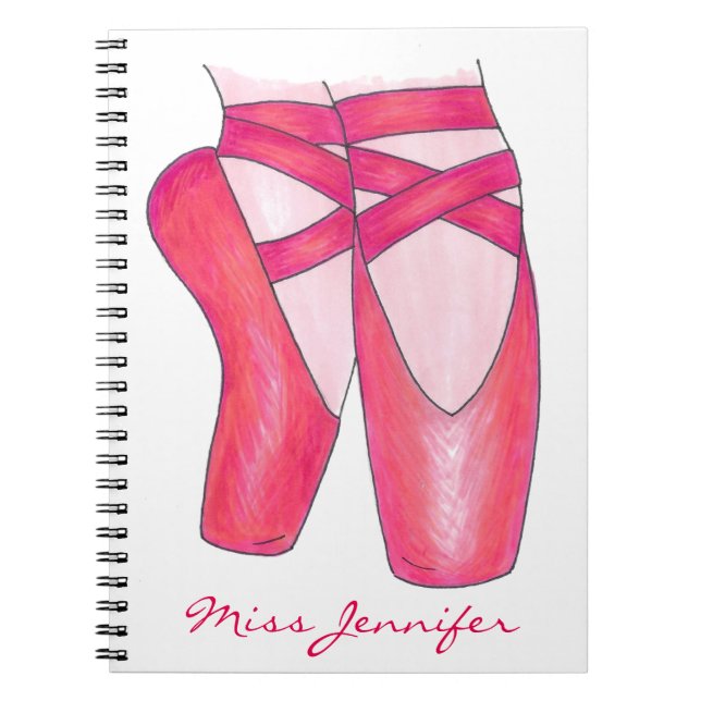 Personalized Dance Teacher Ballet Shoes Notebook (Front)