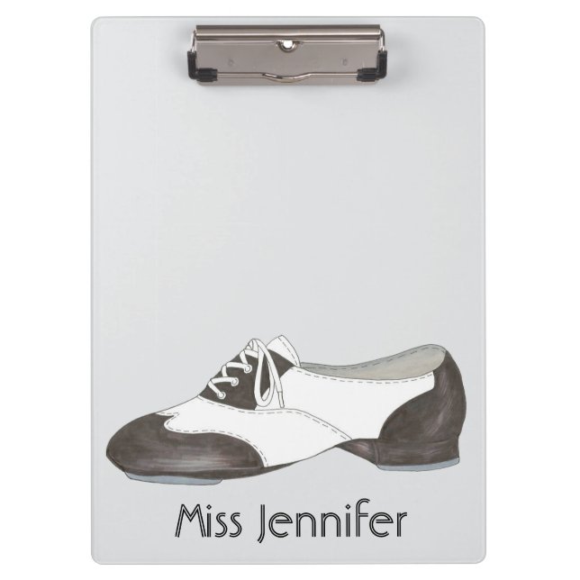Personalized Dance Teacher Gift Tap Oxford Shoe Clipboard (Front)
