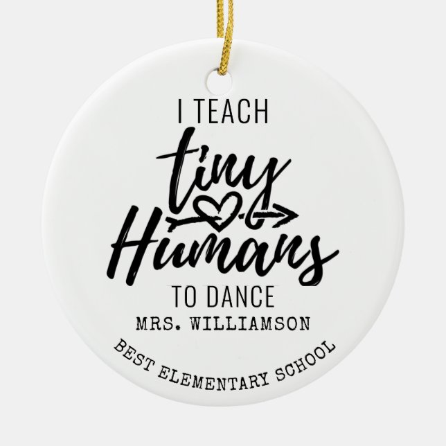 Personalized Dance Teacher Script Typography Ceramic Ornament (Front)