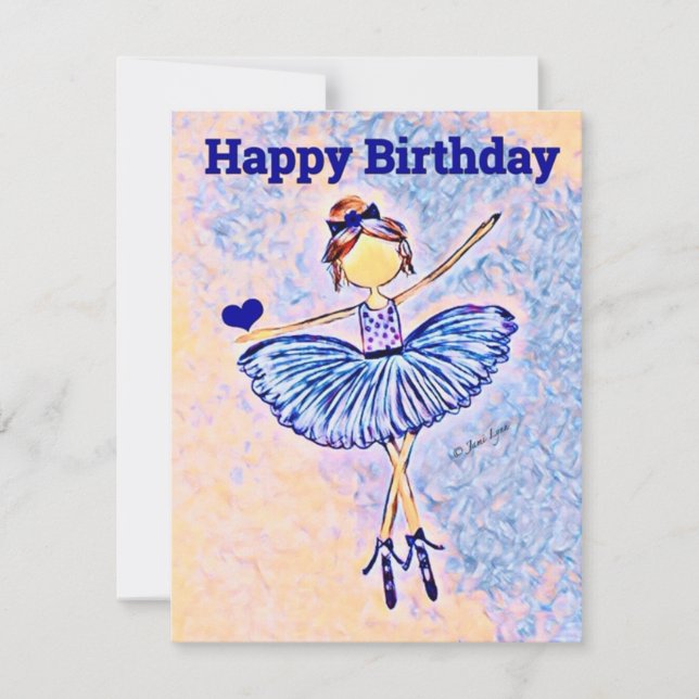 Personalized dancer Birthday Card ballerina (Front)