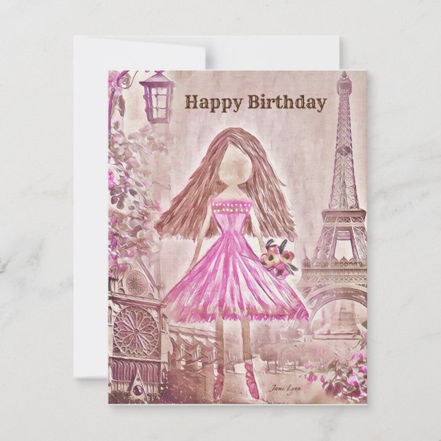 Personalized dancer Birthday Card ballerina (Front)