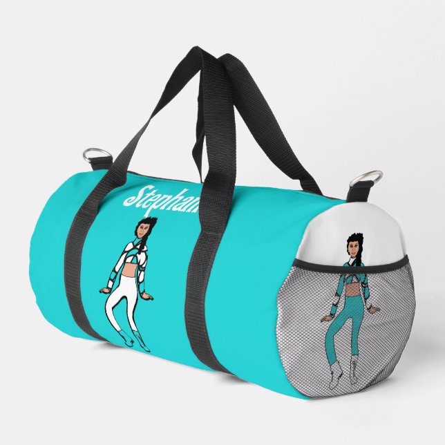 Personalized Dancer Duffle Bag Aqua White #2 (Right Corner)