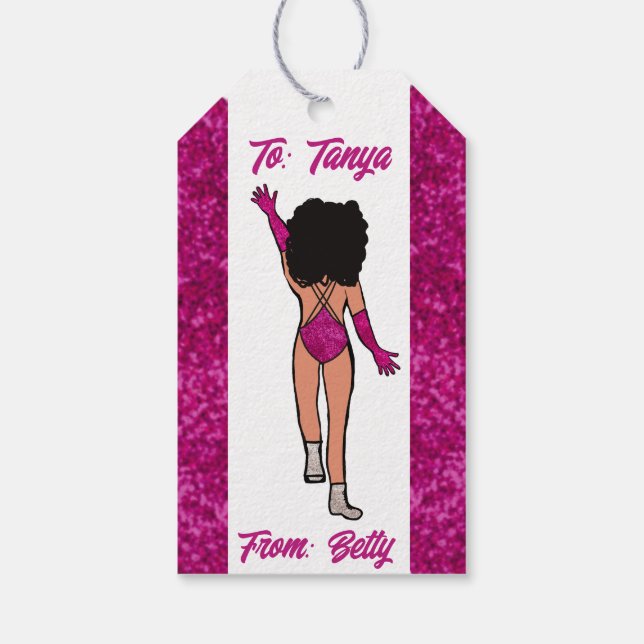 Personalized Dancer Gift Tag Fuchsia B (Back)