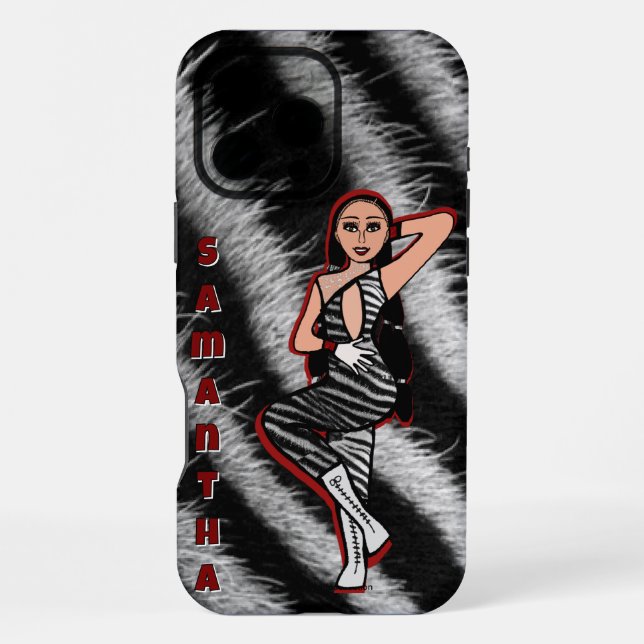 Personalized Dancer Red  Zebra #2 iPhone Case (Back)