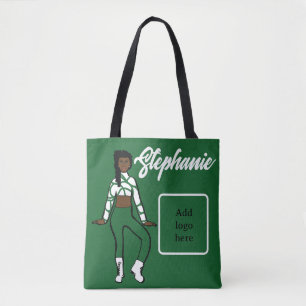 Personalized Dancer Tote ( Green White) Bag