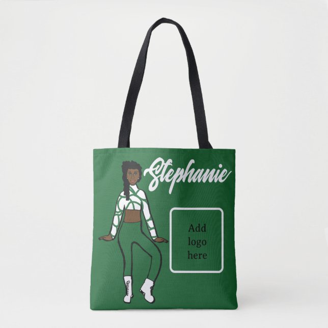 Personalized Dancer Tote ( Green White) Bag (Front)
