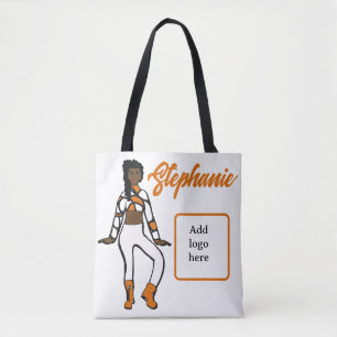 Personalized Dancer Tote ( Orange White) Bag