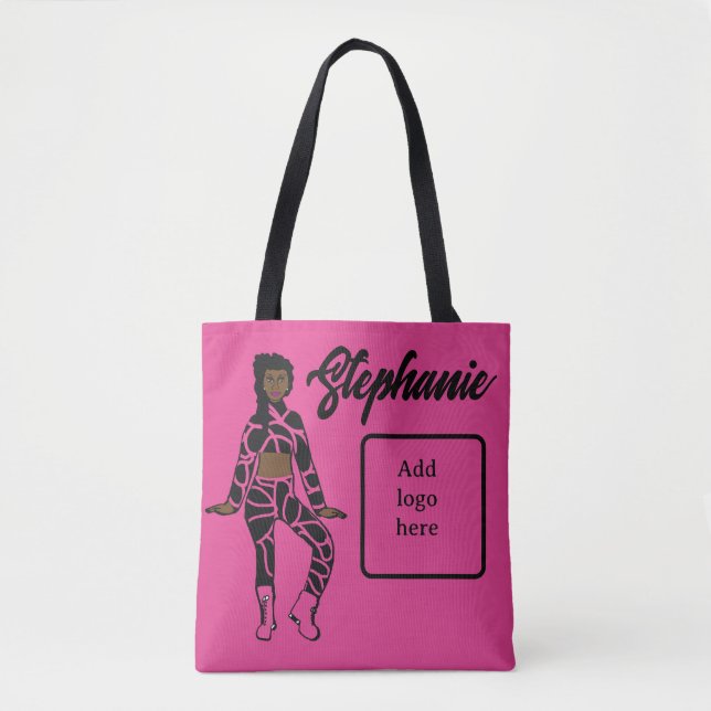 Personalized Dancer Tote (Pink Black) Bag (Front)