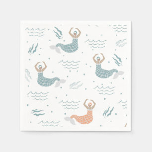Personalized Dancing Mermaid Illustration Sea Napkin