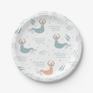 Personalized Dancing Mermaid Illustration Sea Paper Plate