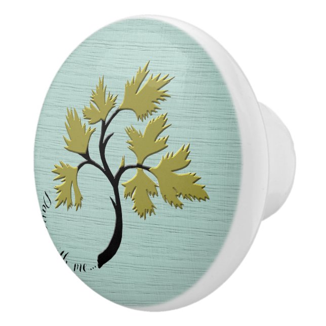 Personalized Dancing Tree Olive Green Ceramic Knob (Right)