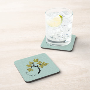 Personalized Dancing Tree Olive Green Set of 6 Coaster