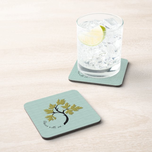 Personalized Dancing Tree Olive Green Set of 6 Coaster (Right Side)