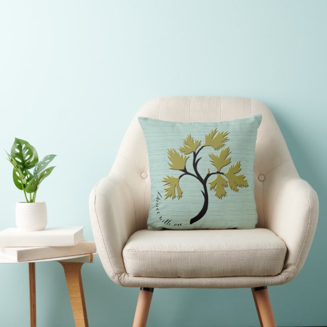Personalized Dancing Tree Olive Green Throw Pillow (Chair)