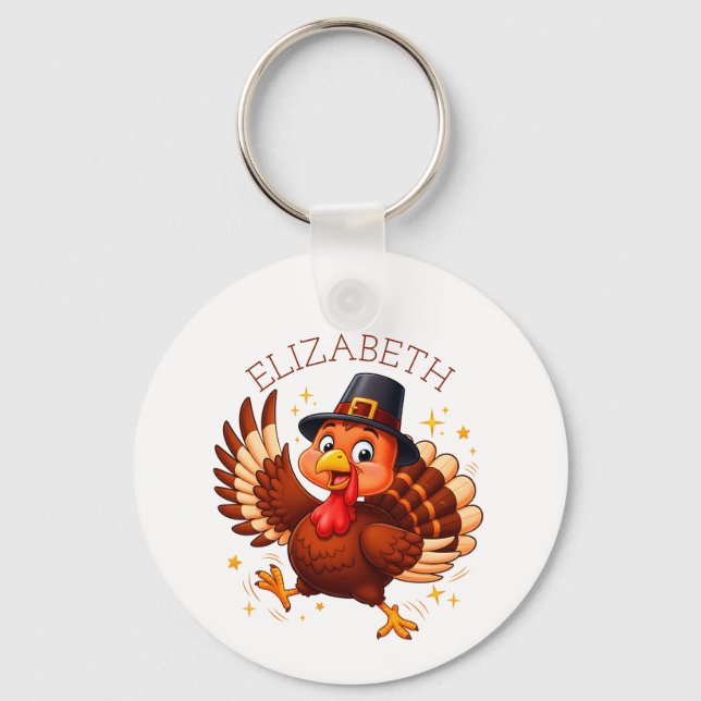 Personalized Dancing Turkey Keychain (Front)