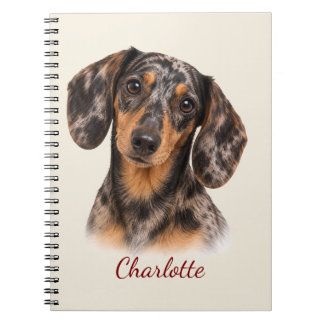 Personalized Dapple Dachshund with Custom Name Notebook