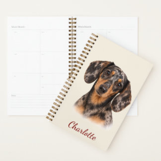 Personalized Dapple Dachshund with Custom Name Planner