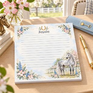 Personalized Dapple Grey Andalusian Floral Notepad