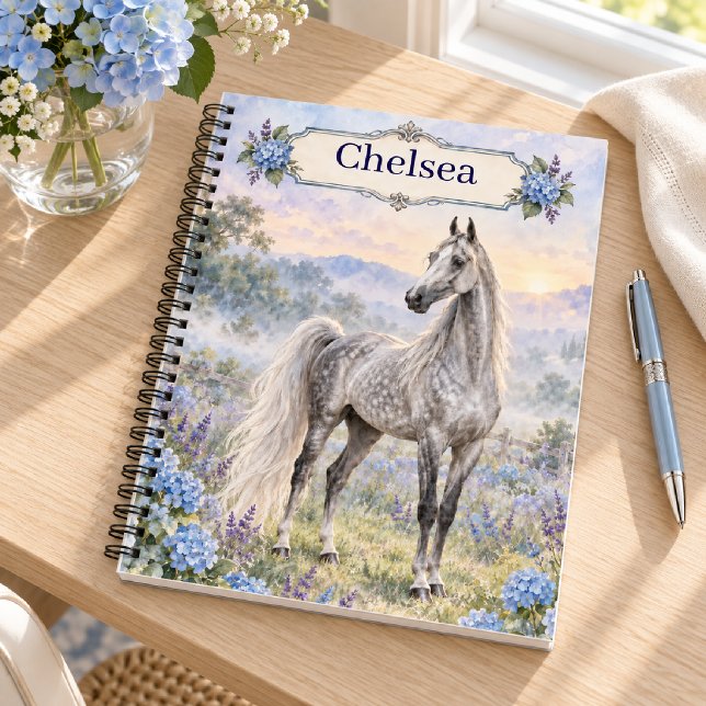 Personalized Dapple Grey Saddlebred Hydrangea  Notebook (Creator Uploaded)