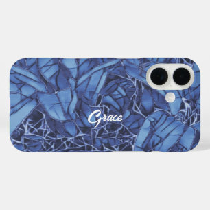 Personalized Dark Blue Floral  iPhone 16 Case