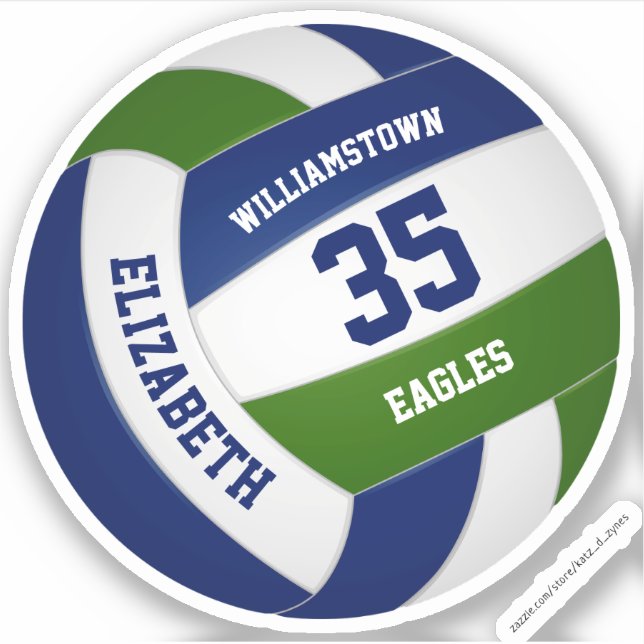 personalized dark blue green volleyball  (Front)