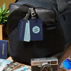 Personalized Dark Blue Luggage Tag with Your Info