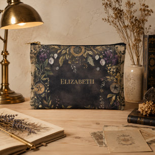 Personalized Dark Botanical Witchy Accessory Pouch