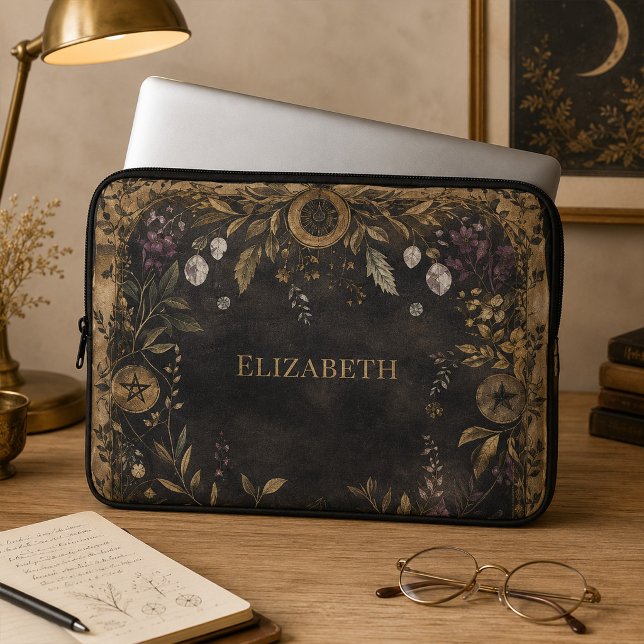 Personalized Dark Botanical Witchy Laptop Sleeve (Personalized Dark Botanical Witchy Laptop Sleeve)
