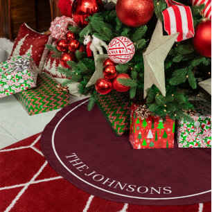 Personalized Dark Cherry Fleece Tree Skirt