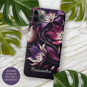 Personalized Dark Gothic Lilies Floral Victorian iPhone 11 Pro Max Case