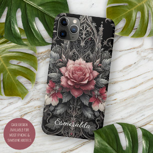 Personalized Dark Gothic Rose Floral Victorian iPhone 16 Pro Max Case