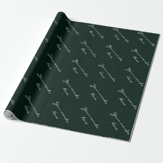 Personalized Dark Green Linen Wrapping Paper
