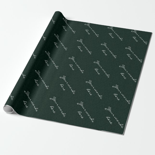 Personalized Dark Green Linen Wrapping Paper (Unrolled)