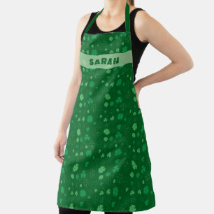 Personalized Dark Green Lucky Shamrock Apron