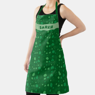 Personalized Dark Green Lucky Shamrock Apron