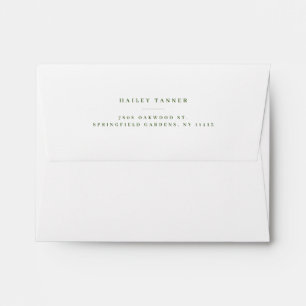 Personalized Dark Green Return Address Back Flap  Envelope