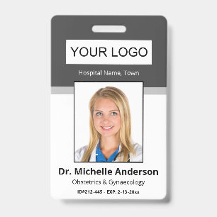 Personalized Dark Grey  Doctor Photo Identity Badge