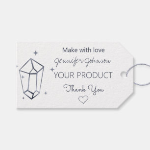 Personalized Dark Grey Foil White Black Gift Tags