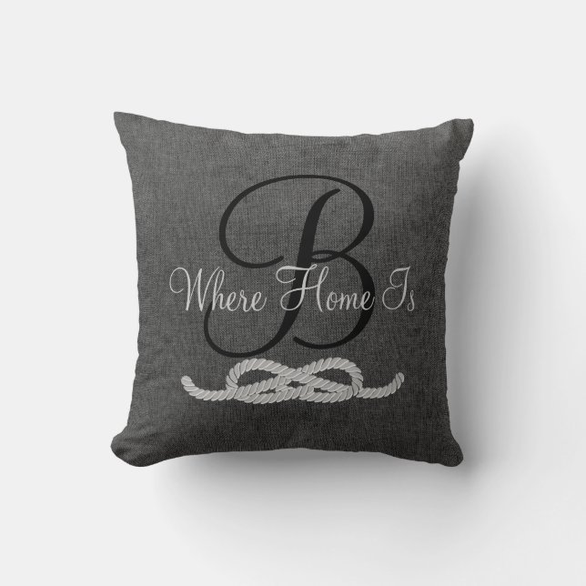 Personalized Dark Grey Monogram Family Pillow (Front)