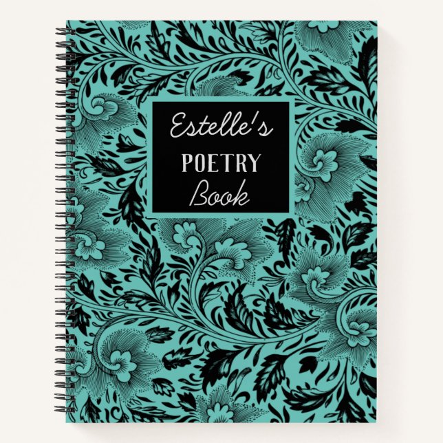 Personalized Dark Moody Floral Poetry Notebook (Front)