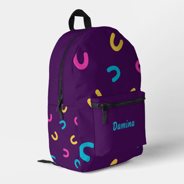 Personalized Dark Neon Fun Pattern Printed Backpack (Back Corner Left)